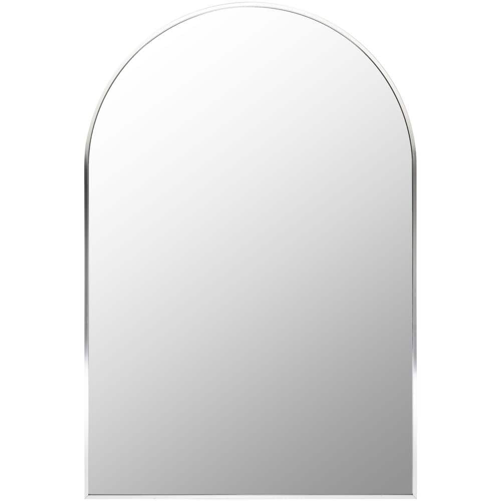 Elegant Rectangular Wood Framed Mirror in Brushed Silver and Gold