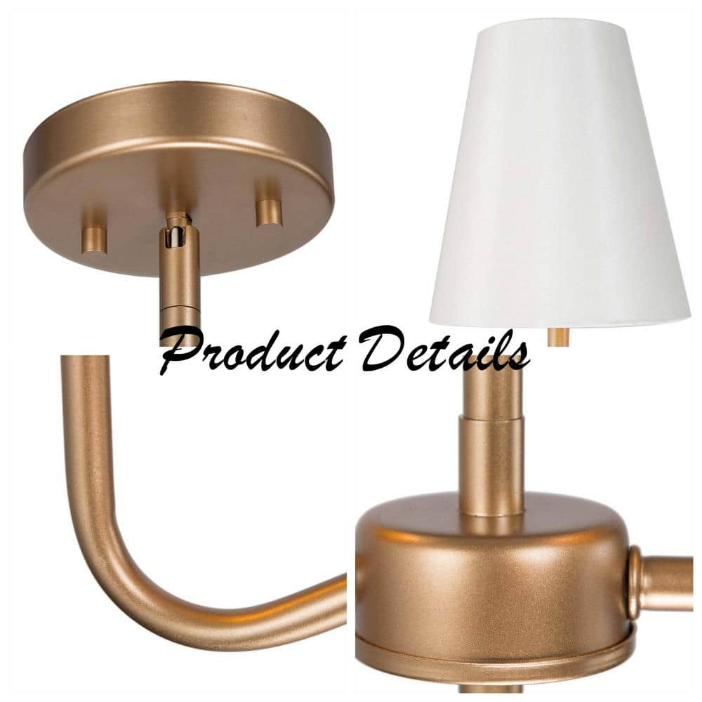 Brightever 4-Light Gold Linear Chandelier, Kicthen Island Light Fixture for Dining Room Over Table, Modern Pendant Lighting with White Fabric Shades for Pool Table, E12 Base (Bulb not Included)
