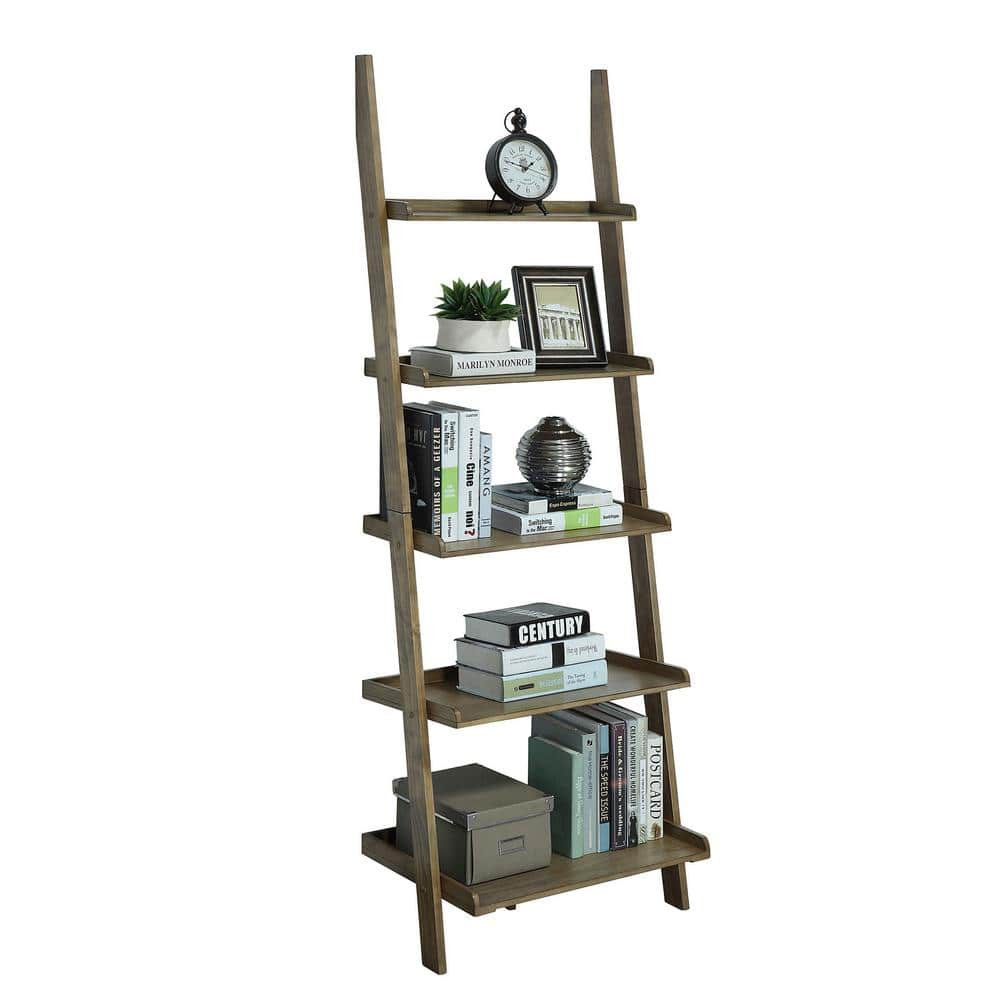 Convenience Concepts American Heritage 5-Shelf Ladder Bookcase, Driftwood