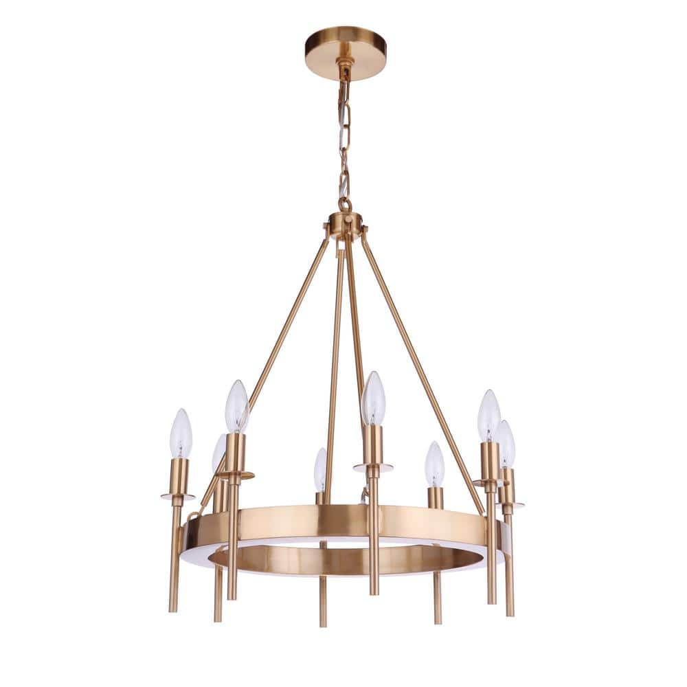 Larrson Satin Brass 8-Light Modern Minimalist Chandelier