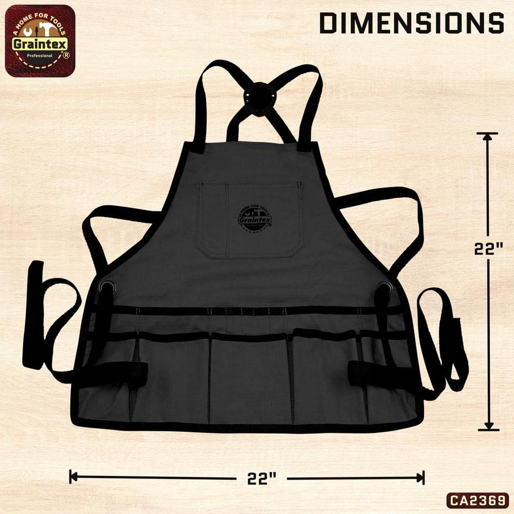 Graintex CA2393 :: Bib Apron 16 Pocket Orange Color Rip-stop Canvas, One Size Fits All