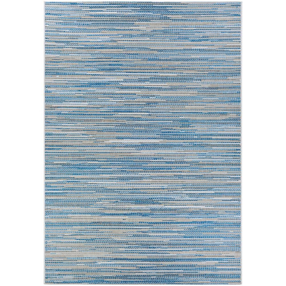 Couristan Monte Carlo Coastal Breeze Indoor/Outdoor Area Rug, 5'3" x 7'6", Ocean-Champagne