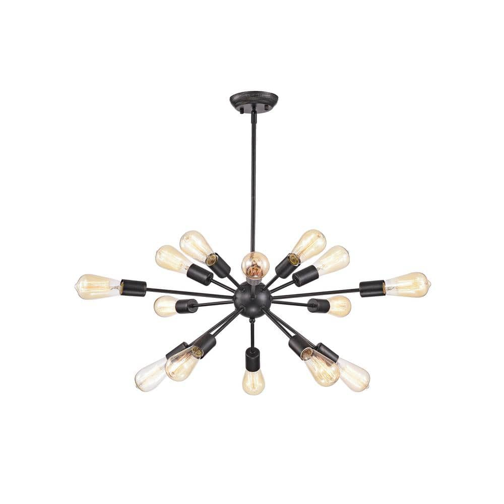The Lighting Store Lorena Sputnik Antique Black 15-Light Industrial Pendant Chandelier