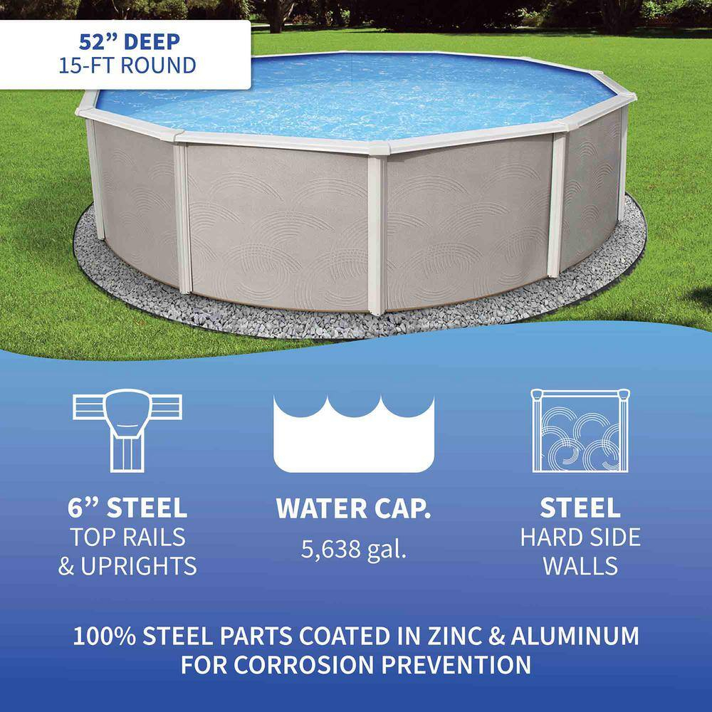 Blue Wave Products Belize Round 52-in Deep 6-in Top Rail Swimming Pool Package