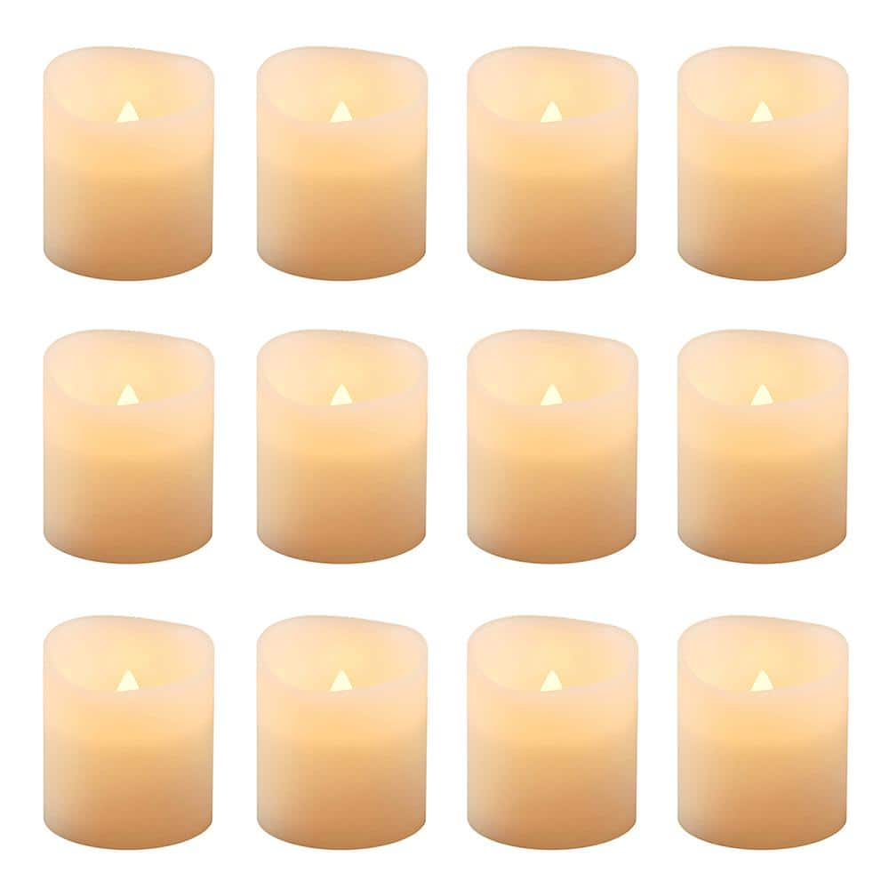 LumaBase Battery Operated LED Votive Candles, Amber - Set of 12