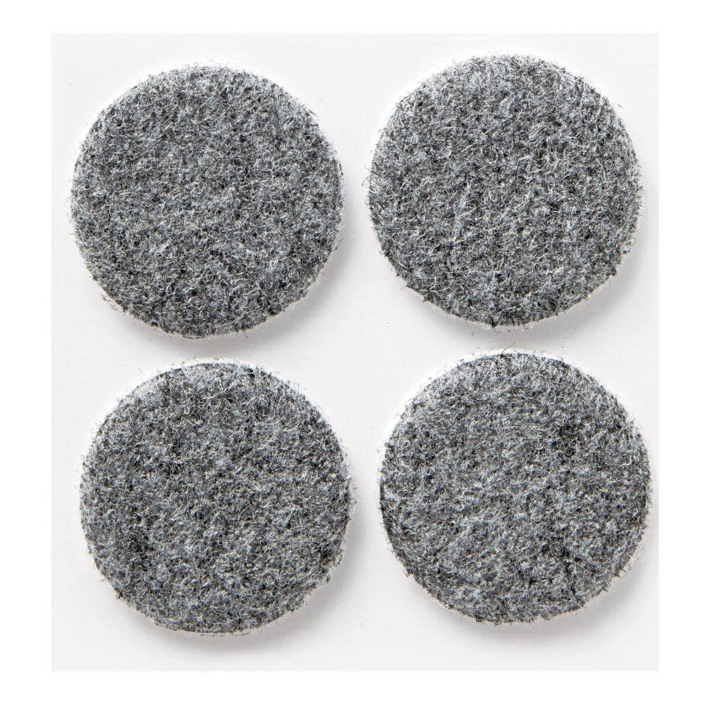 Gray Heavy Duty Round Felt Floor Pads, 1.5 inches, 4-Pack