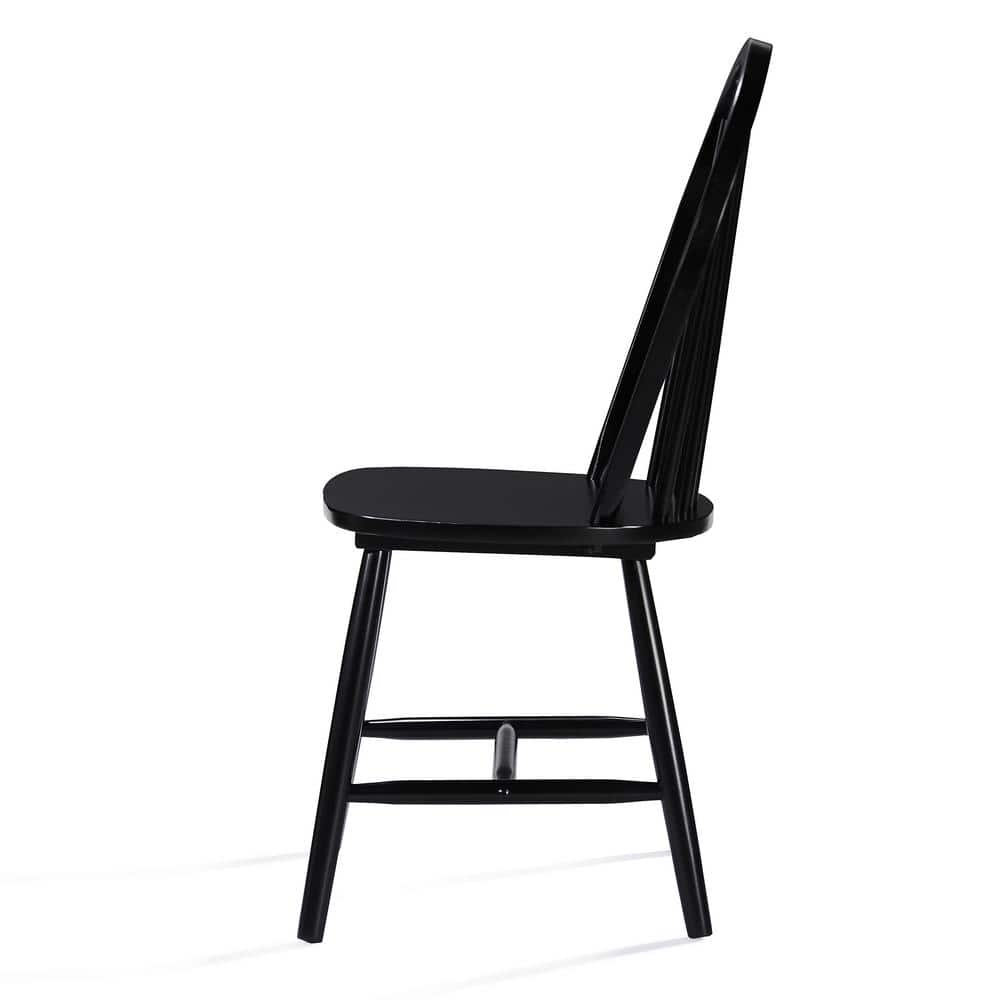 Noble House Conrad Farmhouse Rubberwood Dining Chairs, Set of 2, Black, White