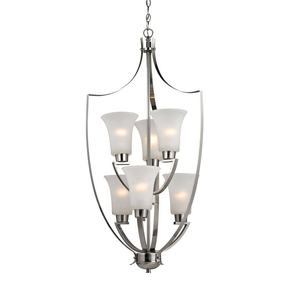 Elk Home 21-Inch Wide Foyer Chandelier, Traditional, Brushed Nickel