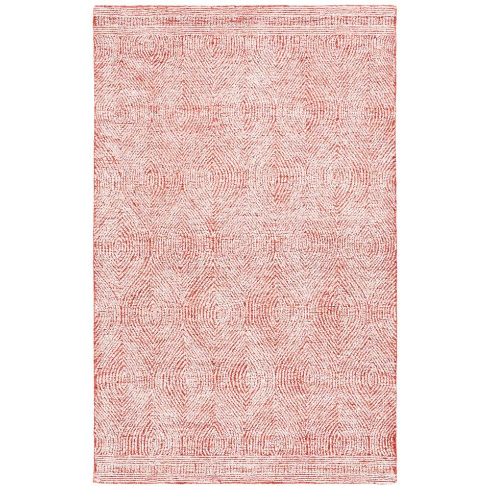 SAFAVIEH Abstract Caelestinus Ogee Wool Area Rug, Ivory/Red, 6' x 9'