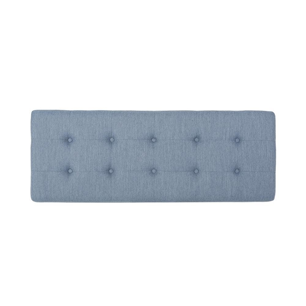 Noble House Dimitri Contemporary Fabric Ottoman Bench, Light Blue and Black