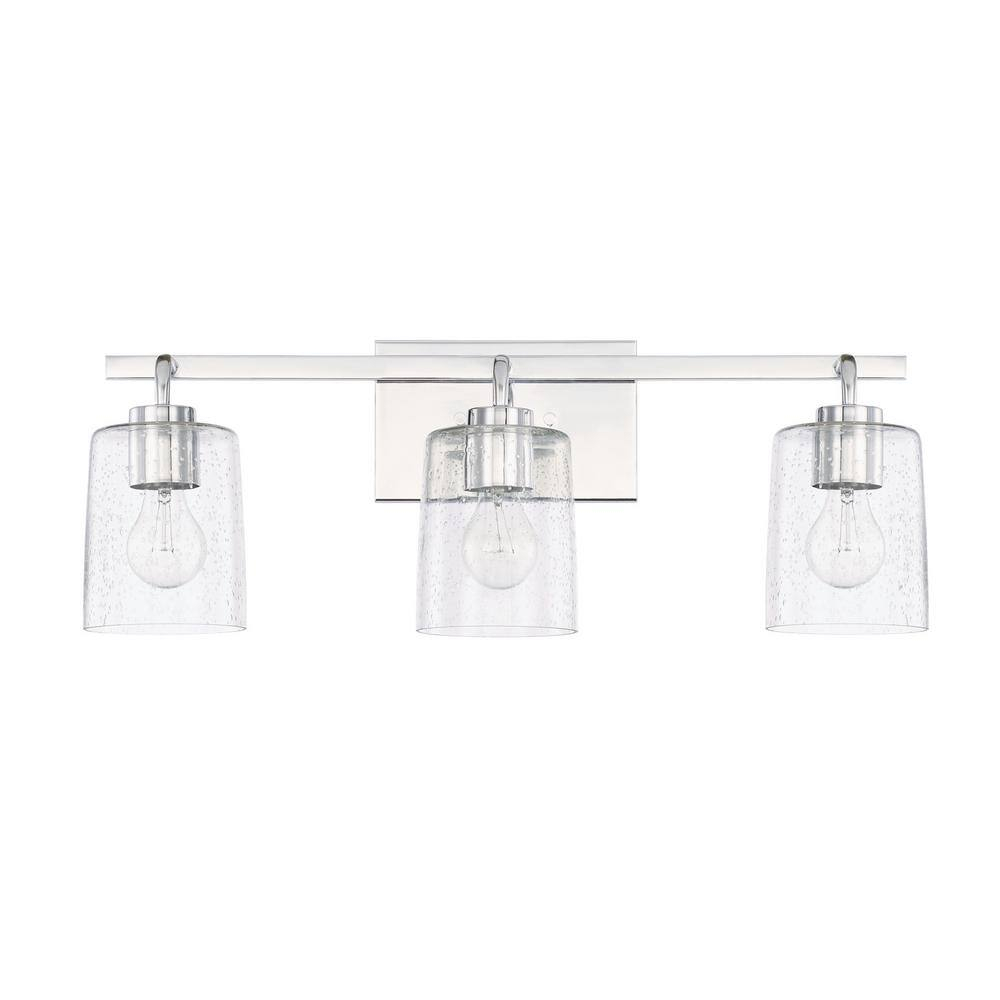 Greyson Chrome 3-Light Vanity with Clear Seeded Glass Shades