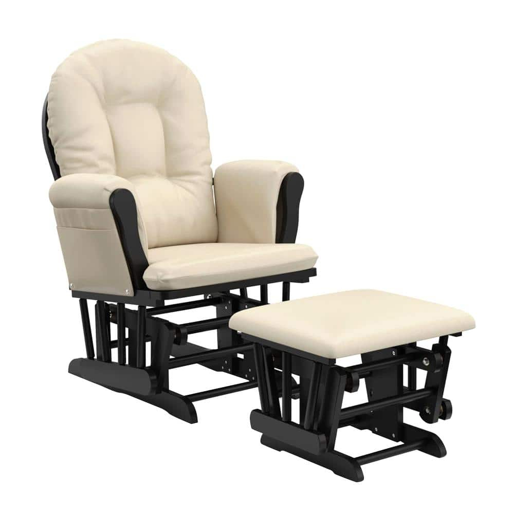 Storkcraft Hoop Infant Nursery Glider and Ottoman, Black with Beige