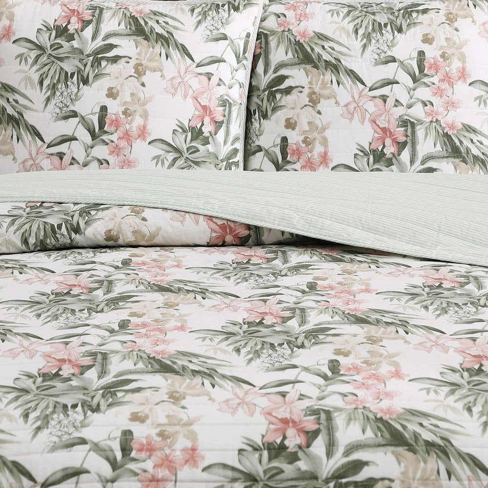 Tommy Bahama - Full/Queen Quilt Set, Super Soft Bedding with Matching Shams, Botanical Home Essentials Bahama Fronds Beige, Full/Queen