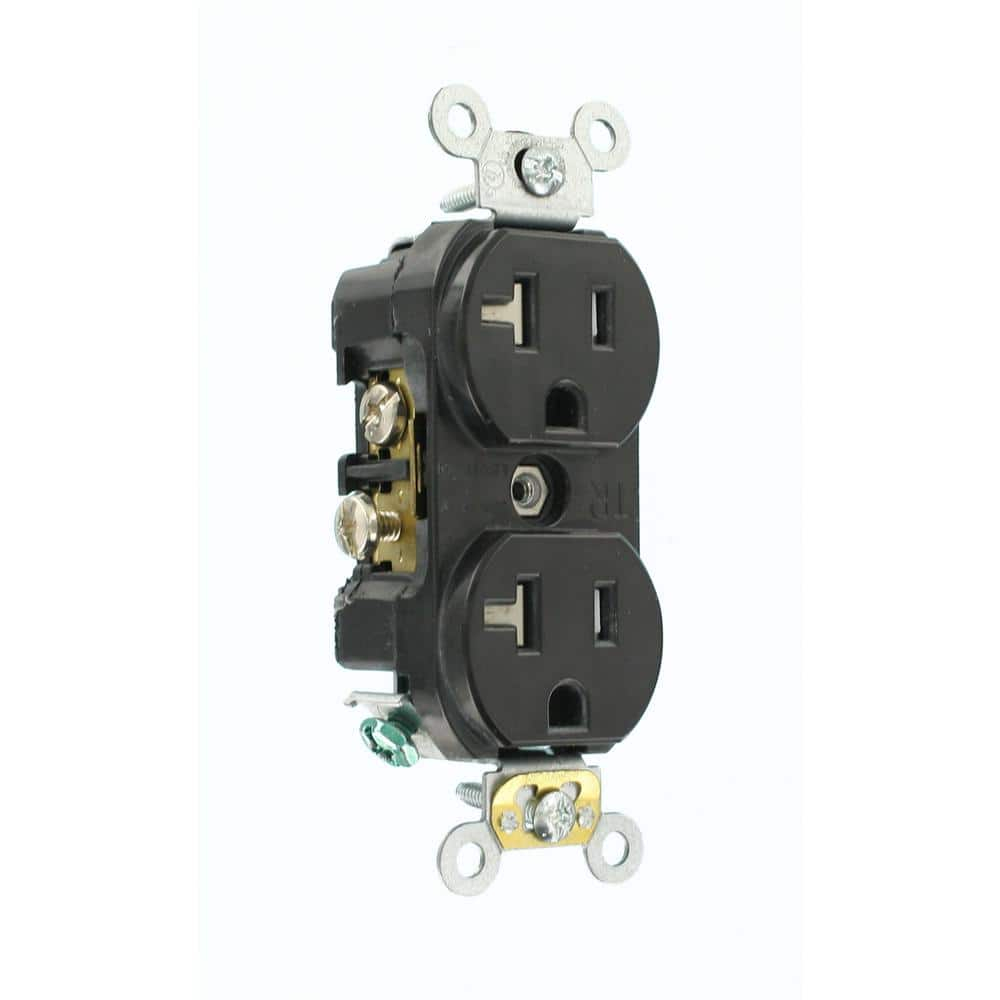 20 Amp 125 V Commercial Grade Tamper Resistant Duplex Outlet/Receptacle, Black (1-Pack) TCR20-E
