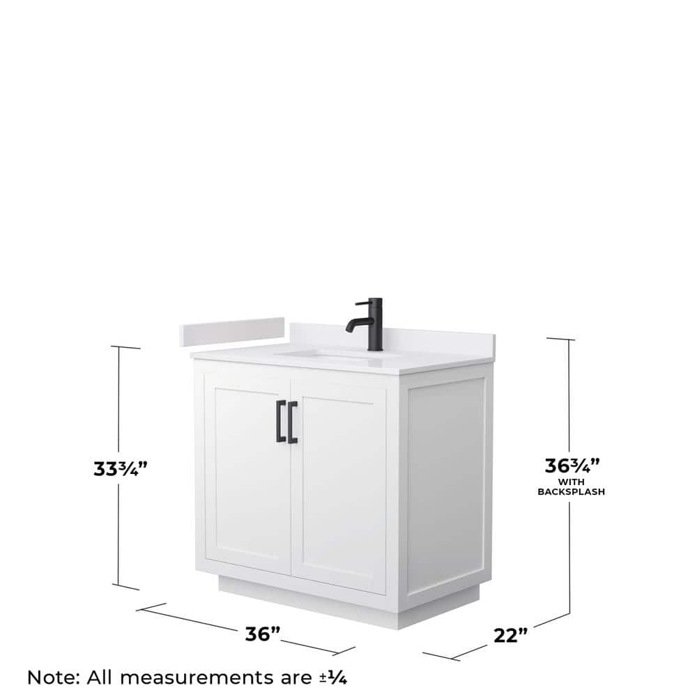 Miranda 36" White Plywood Single Sink Vanity with Marble Top