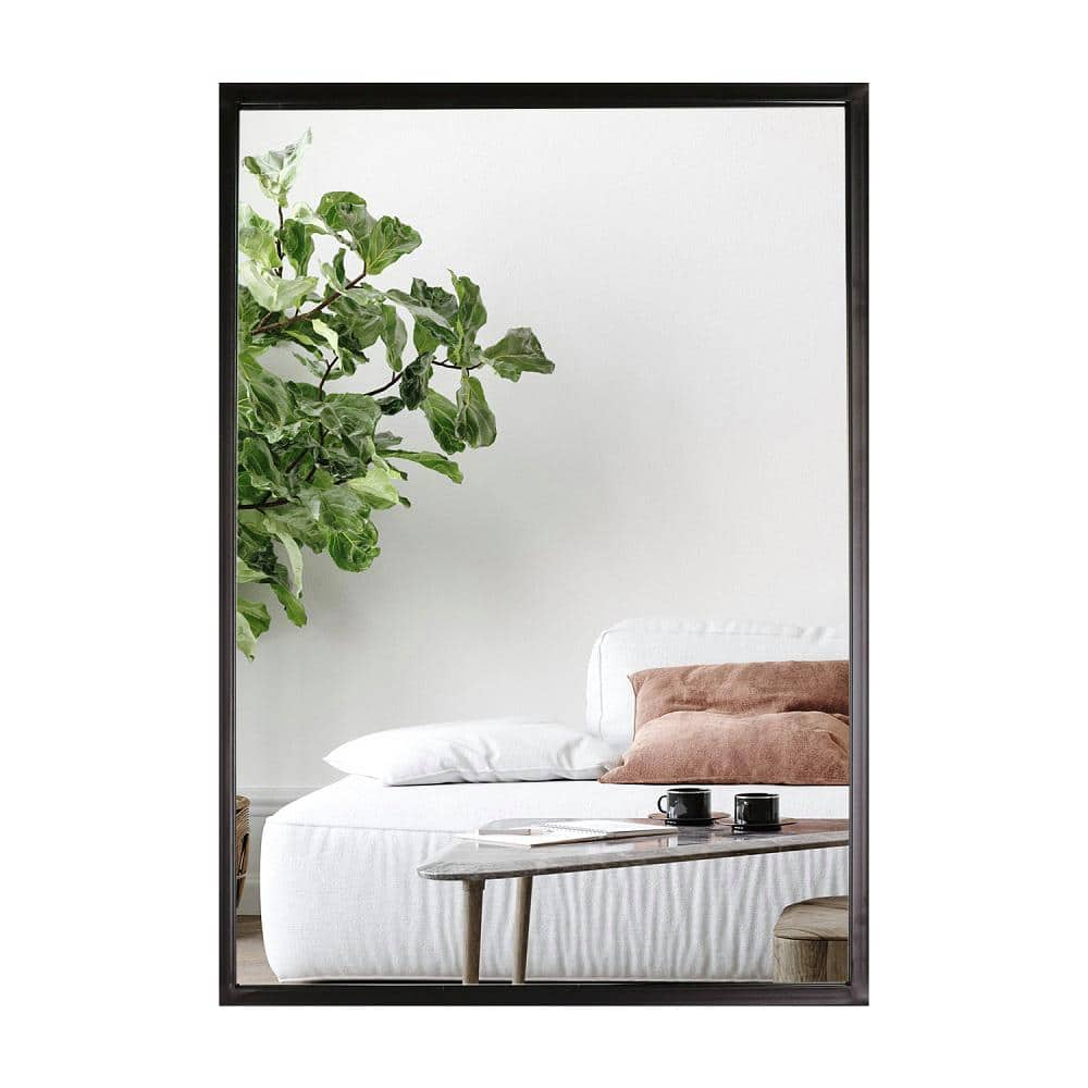 Mirrorize Large Wall Mounted Mirror, Full Body Rectangle Metal Frame Black Mirror, Bathroom Vanity Mirror for Wall, 35"X24"