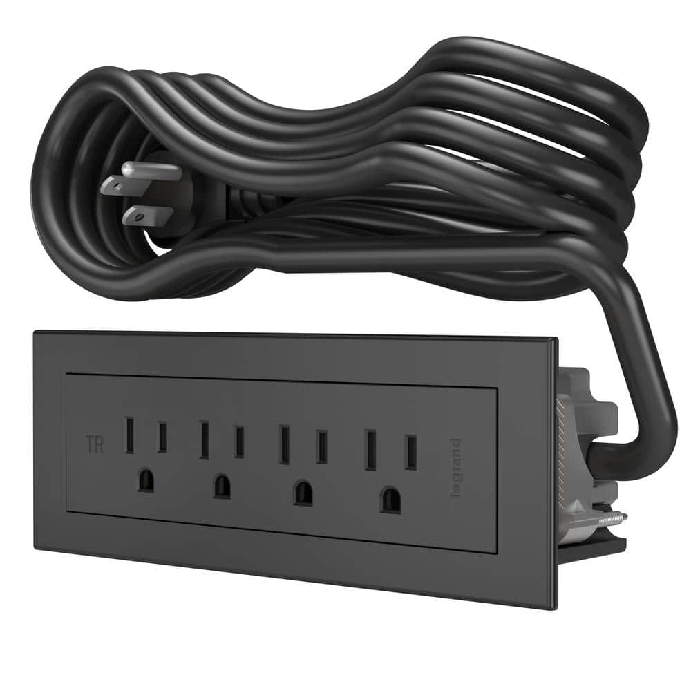 Legrand Wiremold RD4RBK10 radiant Furniture Power Center, Recessed Power Strip, 4 Outlets, 10 Foot Cord, Black