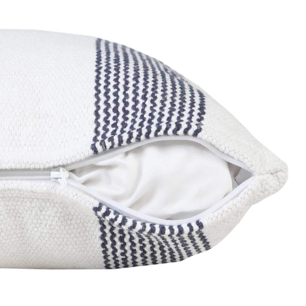 Balanced Pale Blue & White 20" Square Pinstripe Cotton Throw Pillow