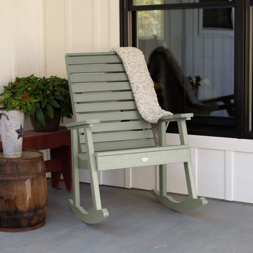 Weatherly Gray Eucalyptus Outdoor Rocking Chair with Arms