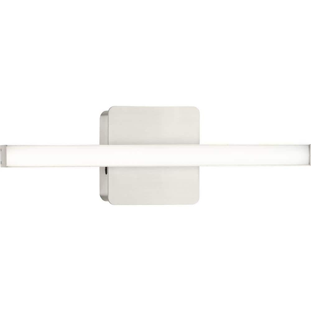 Progress Lighting Phase 4 1-Light LED Linear Vanity Light, Brushed Nickel, Rectangular Acrylic Shade