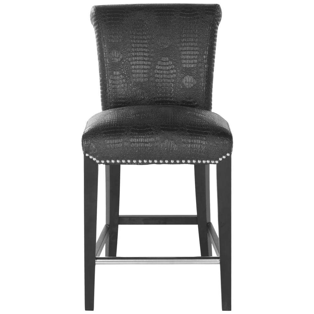 SAFAVIEH Seth Counter Stool Black / Crocodile