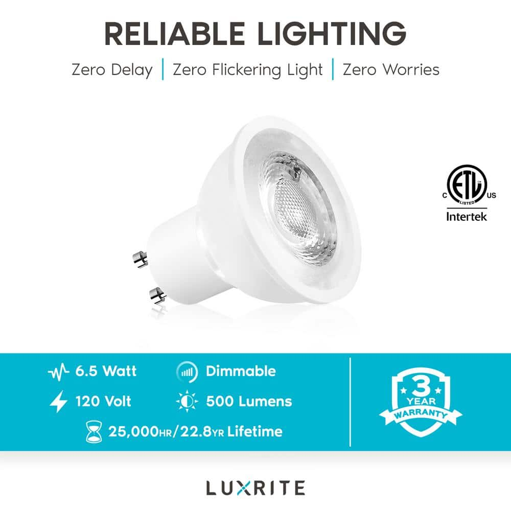 Cool White Dimmable GU10 LED Flood Light Bulbs, 16-Pack