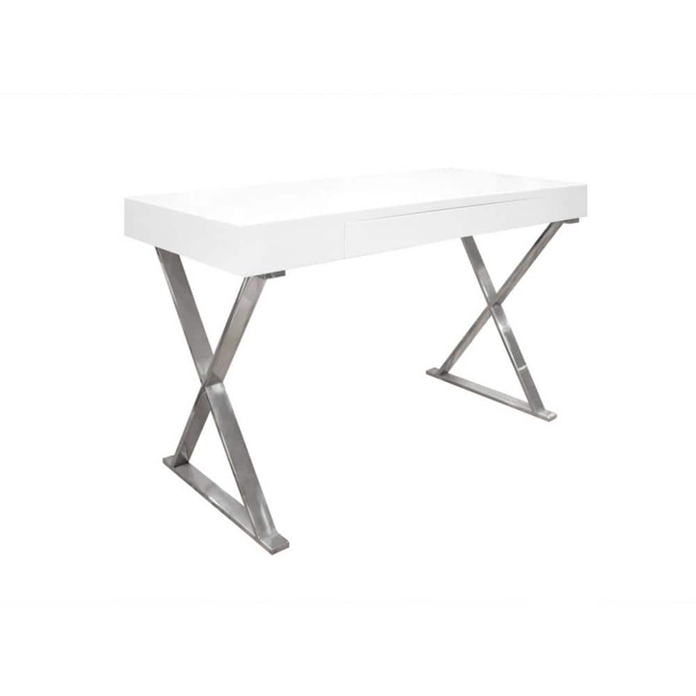 Best Master Modern Stainless Steel Frame Computer Desk in Chrome/Silver