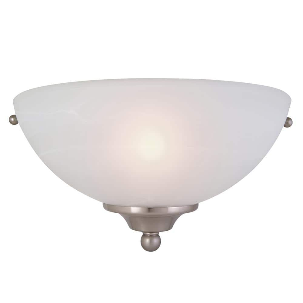 Design House 511584 Millbridge Traditional 1-Light Indoor Dimmable Wall Sconce with Alabaster Glass for Bathroom Hallway Foyer, Satin Nickel Finish