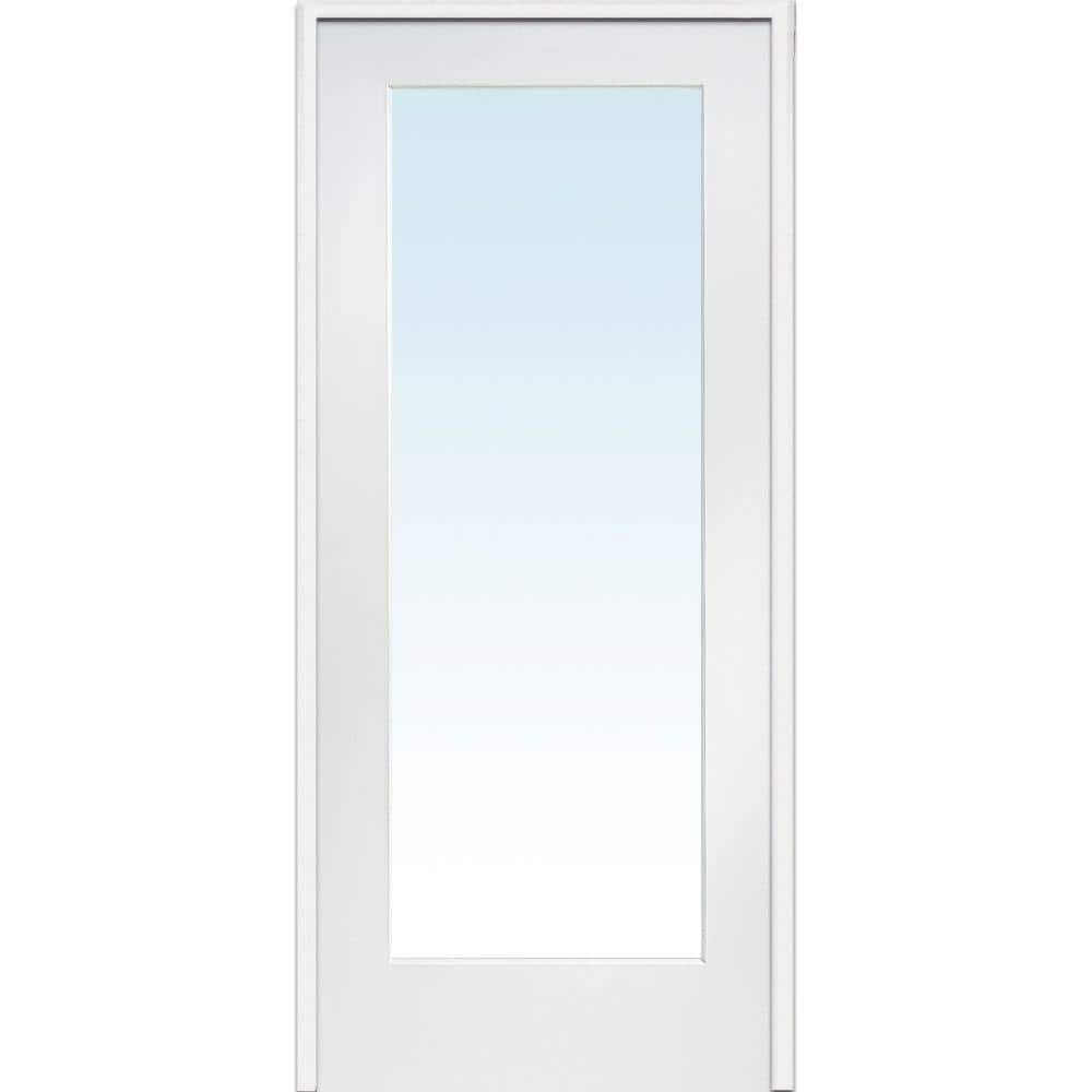 National Door Company ZZ09296L Primed MDF 1 Lite Clear Glass, Left Hand Prehung Interior Door, 30" x 80"