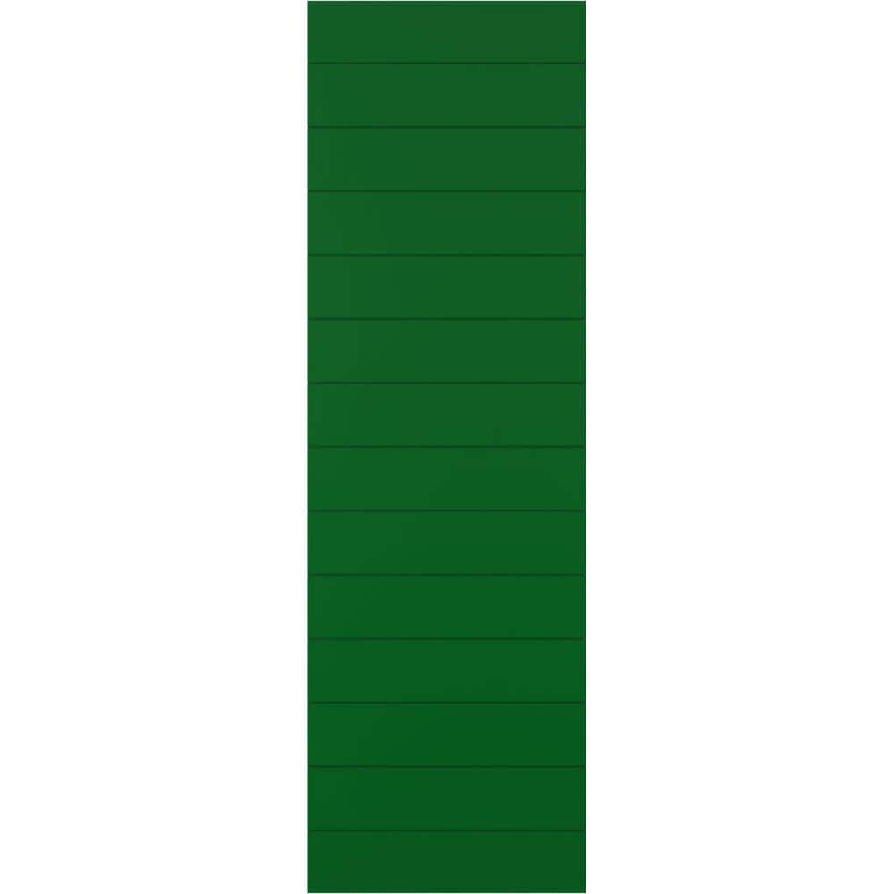 Ekena Millwork 12"W x 50"H True Fit PVC Horizontal Slat Modern Style Fixed Mount Shutters, Viridian Green (Per Pair - Hardware Not Included)