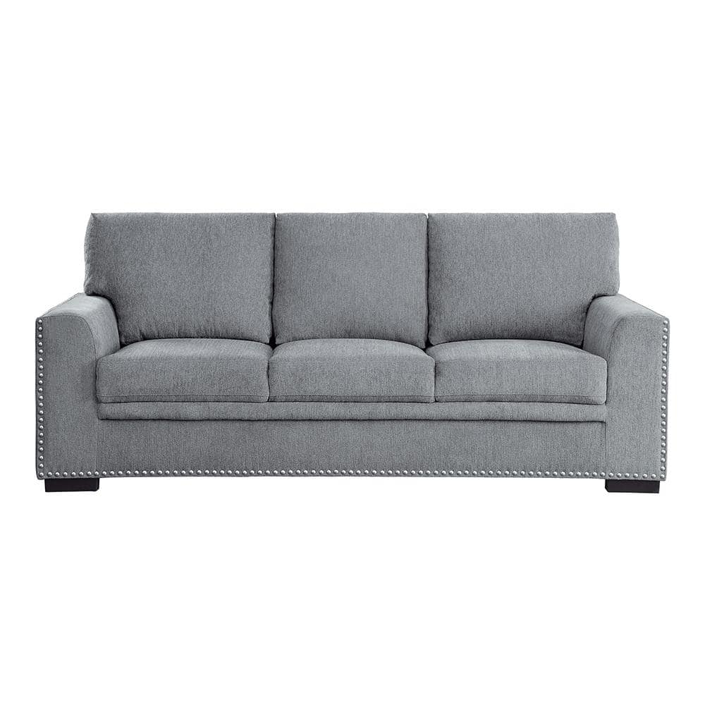 Lexicon Morelia 84" Chenille Fabric Sofa with Nailhead in Dark Gray