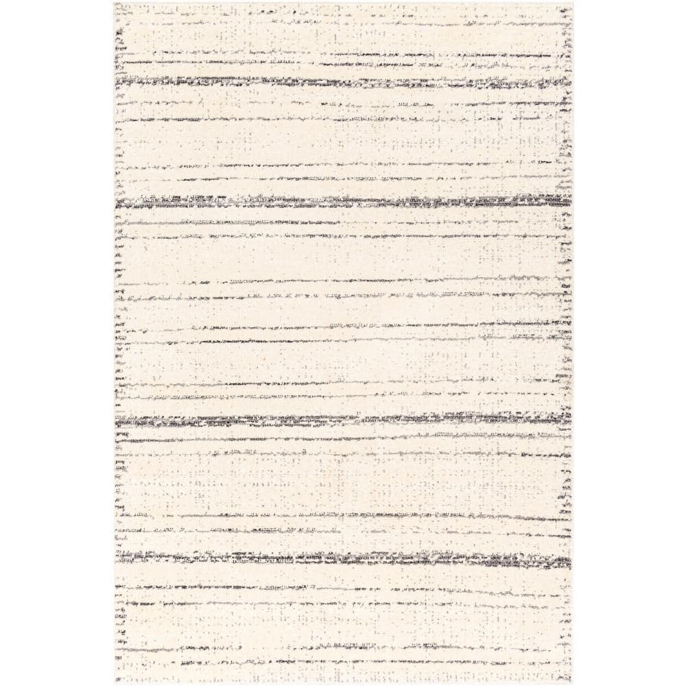 Ivory Striped Elegance 6'6" x 9' Synthetic Area Rug