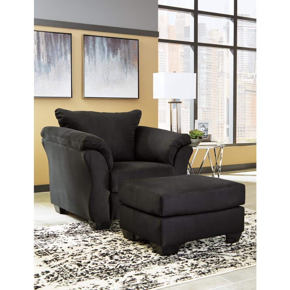 Signature Design by Ashley Contemporary Darcy Ottoman Microfiber Black