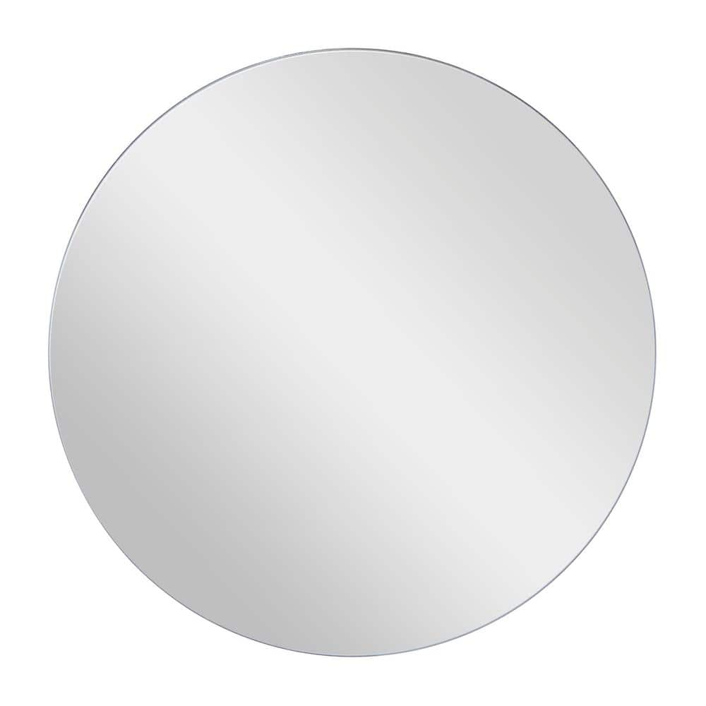 24 in. x 24 in. Simplistic Round Framed White Wall Mirror with Thin Minimalistic Frame
