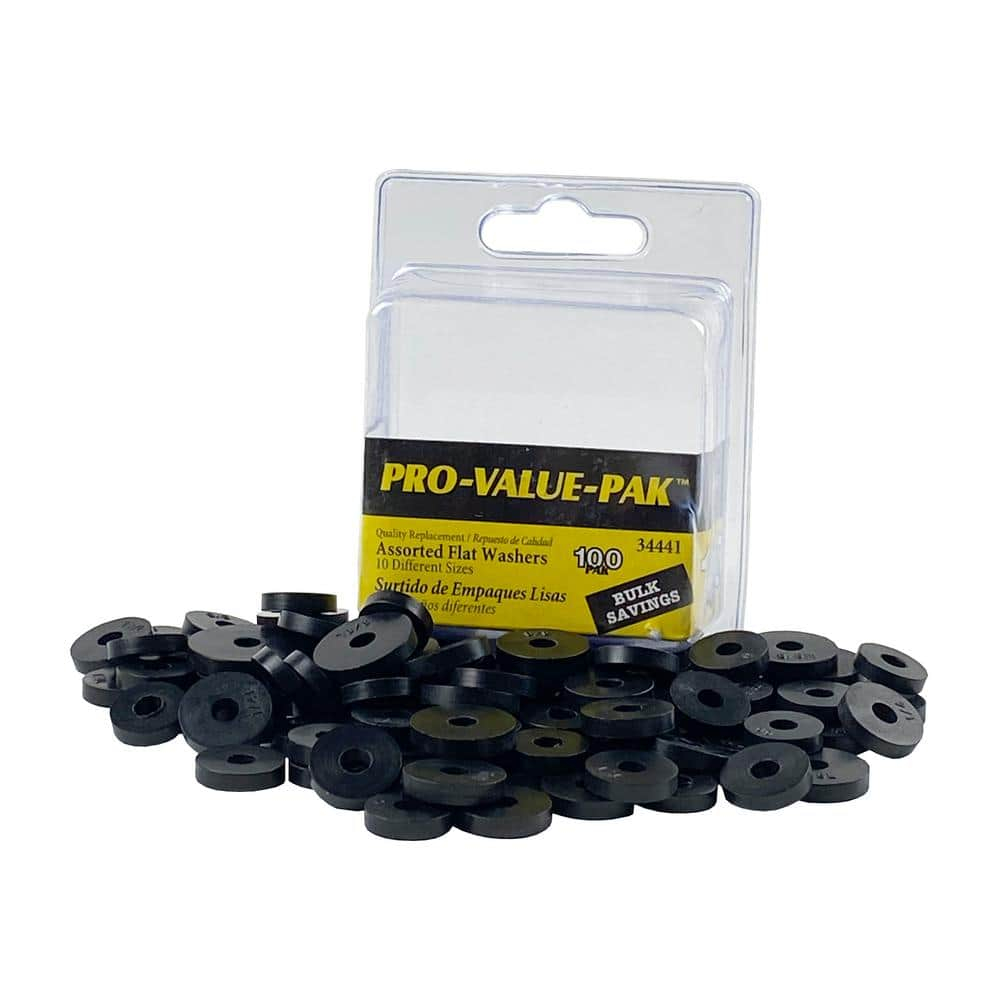 Danco 100-Piece Assorted Black Rubber Flat Washer Set