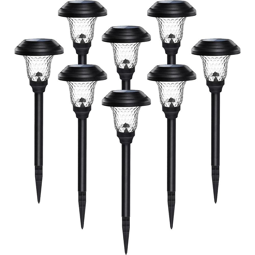 GIGALUMI 8 Pack Solar Pathway Lights, Solar Garden Lights Outdoor Warm White, Waterproof Led Path Lights for Yard, Patio, Landscape, Walkway (Black)