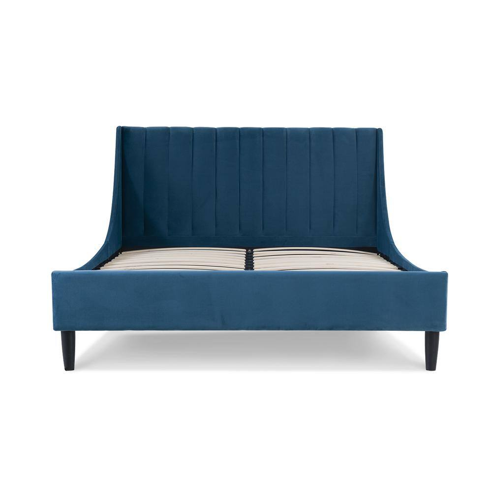 Sandy Wilson Home Aspen Tufted Headboard Platform Bed Queen Satin Teal Velvet