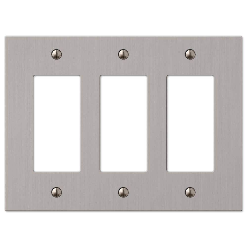 Amerelle 55RRRBN Elan Wallplate, 3 Rocker, Cast Metal, Brushed Nickel, 1-Pack