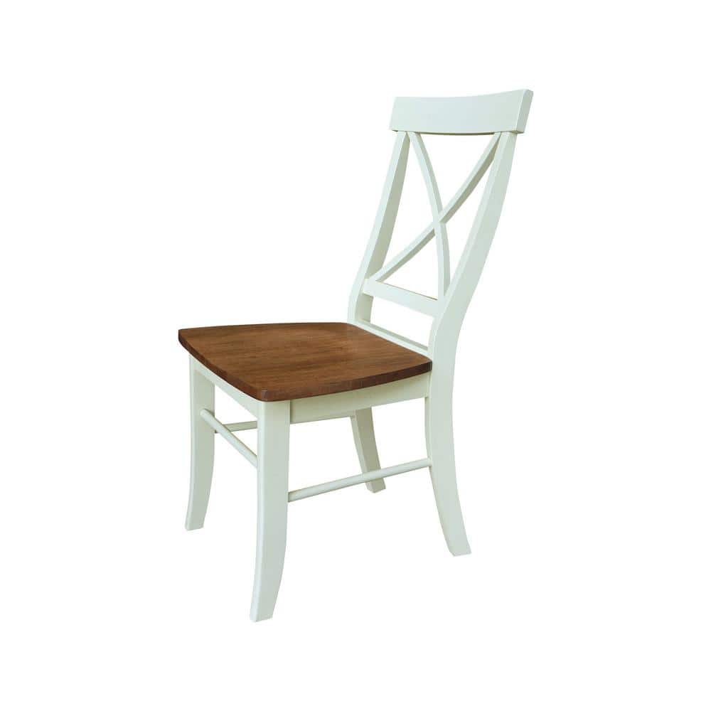 International Concepts Set of Two X-Back Dining Chairs, Hickory/Shell