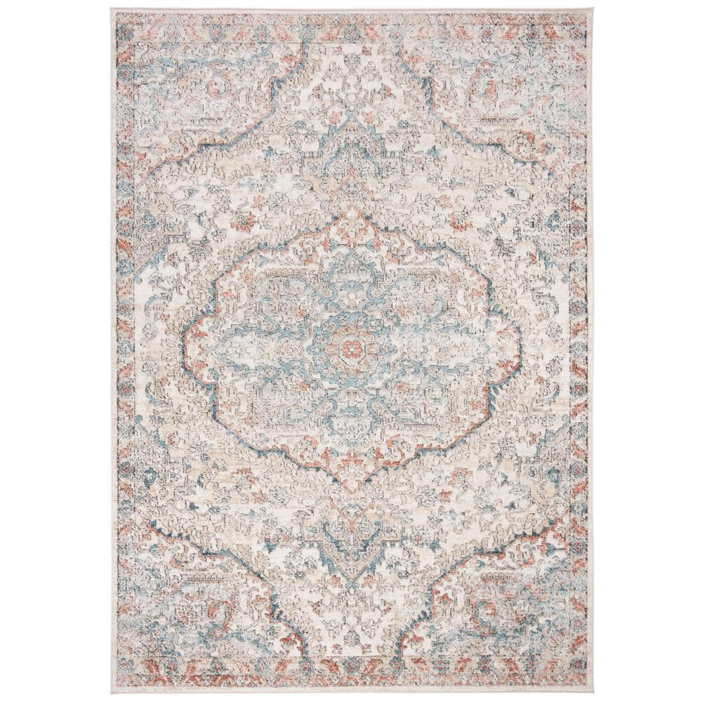 SAFAVIEH Oregon Seachlann Floral Bordered Area Rug, 9' x 12', Grey/Blue