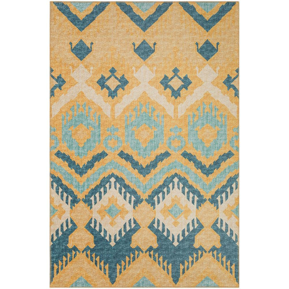 Addison Rugs Indoor/ Outdoor Addison Yuma Southwest Ikat Washable Area Rug 5' x 7'6" - Yellow