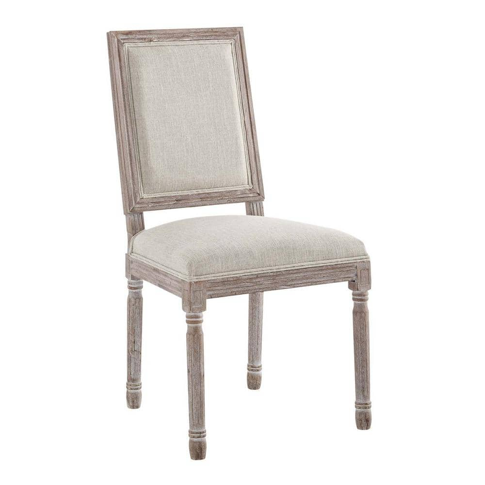 Court Vintage French Upholstered Fabric Dining Side Chair Beige - Modway