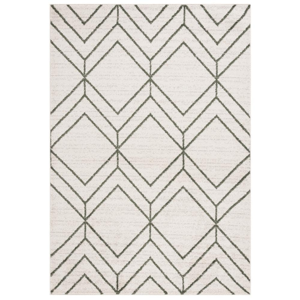 SAFAVIEH Adirondack Caitriona Geometric Area Rug, Ivory/Dark Green, 5'1" x 7'6"