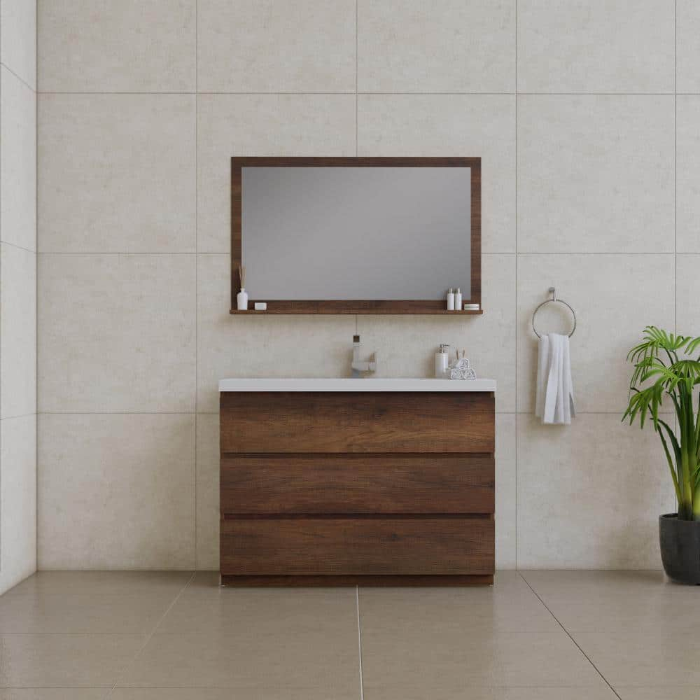 Alya Bath Paterno 48" Modern Wood Freestanding Bathroom Vanity in Rosewood Brown