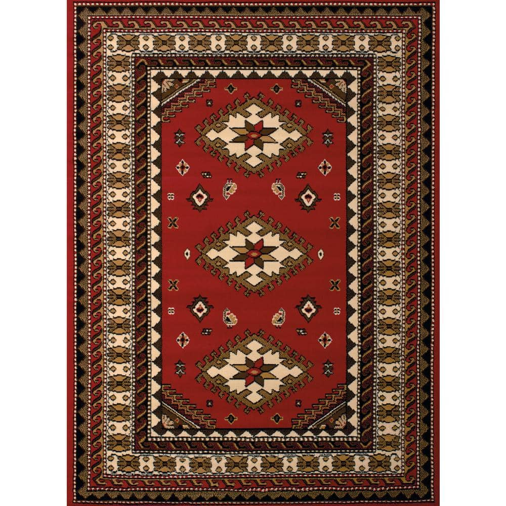 United Weavers Plaza Fleur Area Rug, Bordered Pattern, Red, 5'3" x 7'2"