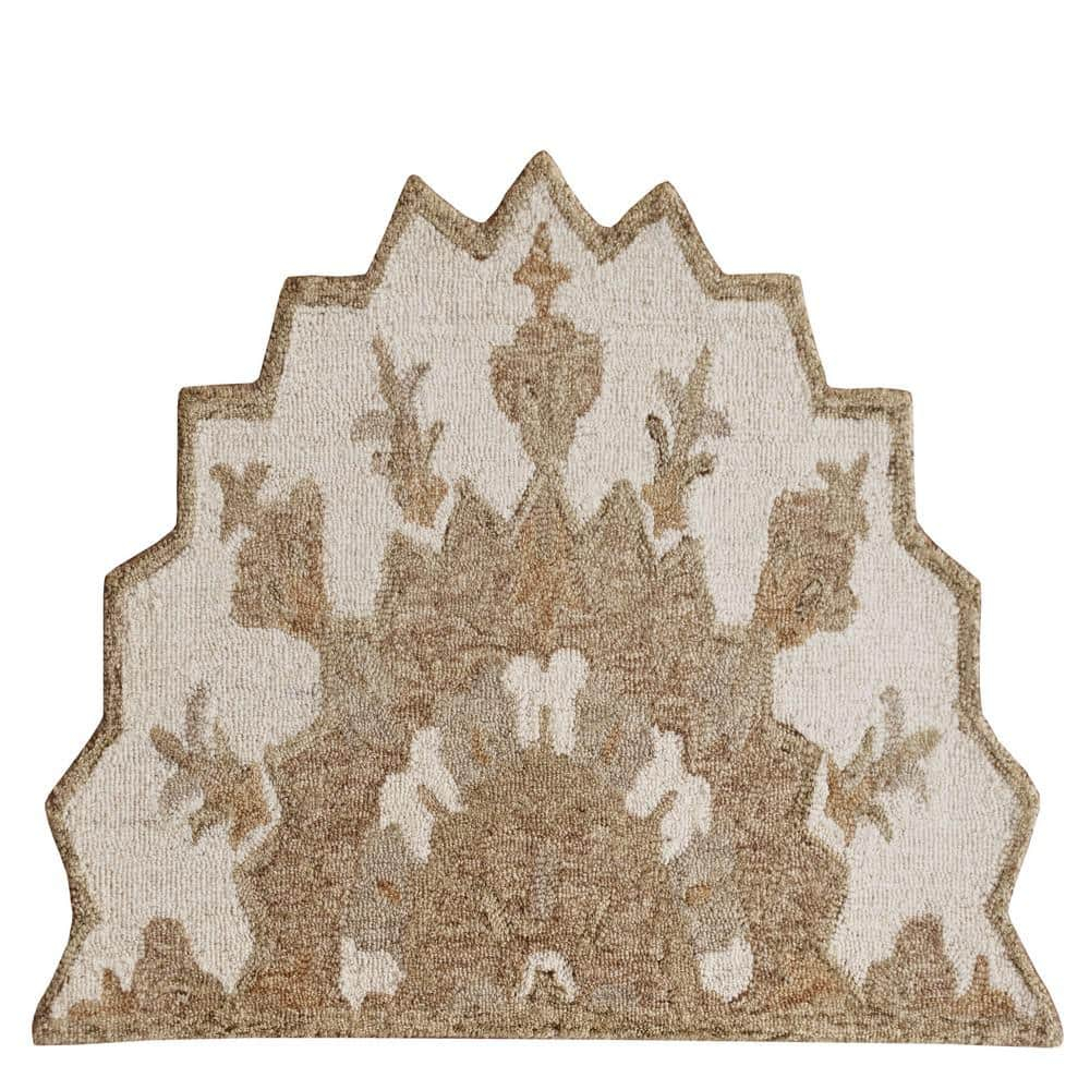 LR Home Daisey 2'3" x 3'10" Beige Classic Medallion Wool Hearth Indoor Area Rug