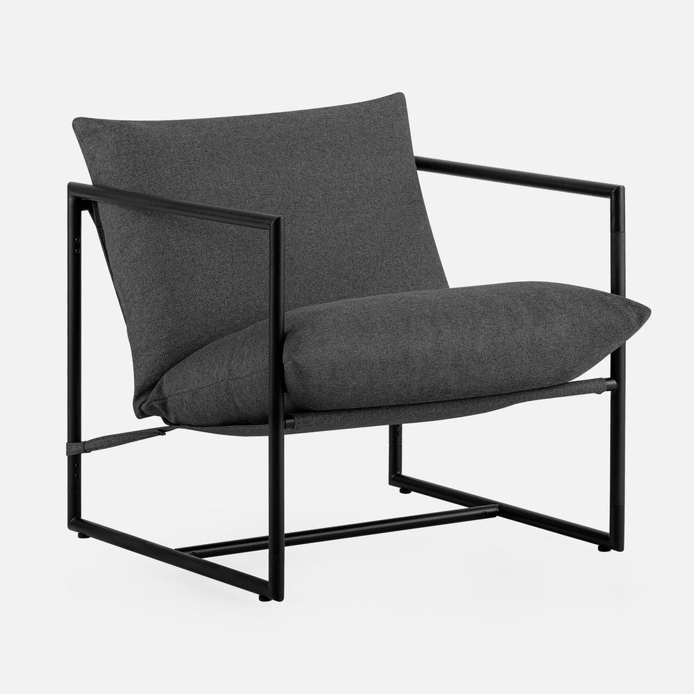 Zinus Aidan Metal Framed Indoor Sling Accent Chair, Dark Grey