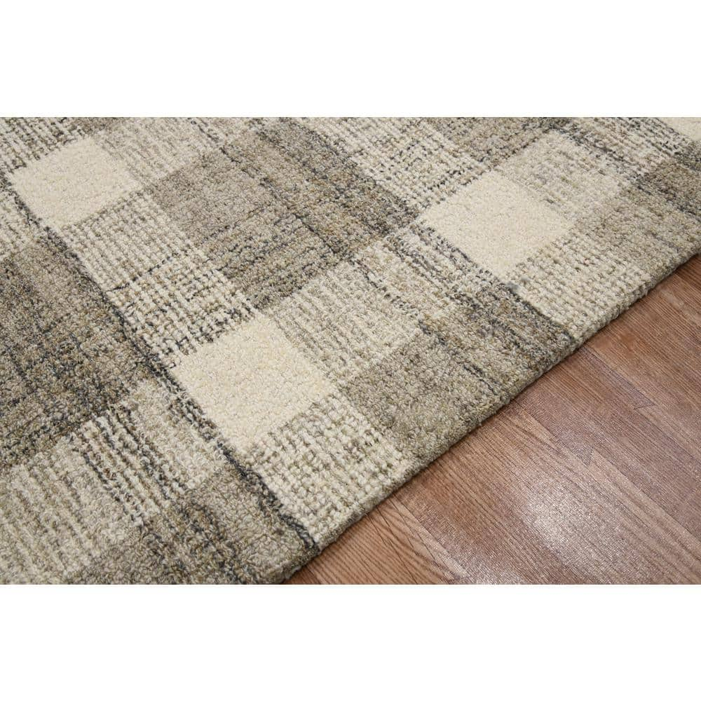 Tartan 4 x 6 Sand Plaid Pattern Area Rug for High Traffic Living Room Dining Room Bedroom