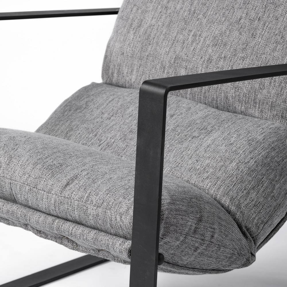 Gray Fabric and Black Iron Slipper Accent Chair