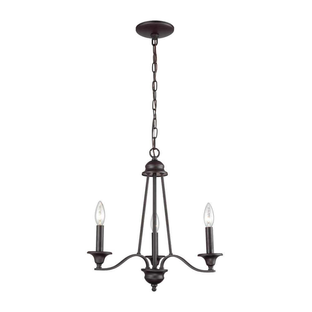 Mini Oil Rubbed Bronze 3-Light Candelabra Chandelier